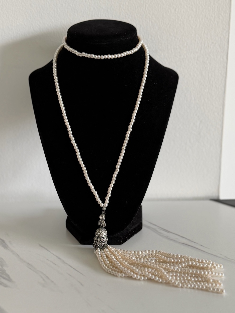 Vintage Classic Pearl Tassel Necklace
